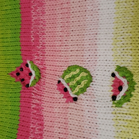 Gently loved! Vintage Storybook Knits Watermelon stripes short sleeved sweater - Picture 7 of 11
